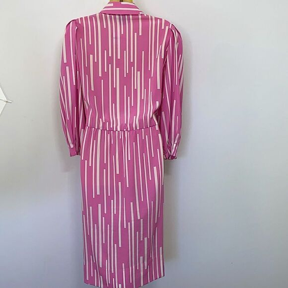 Balenciaga Dress Pink White Button Down Excellent Size 8 - Picture 7 of 8